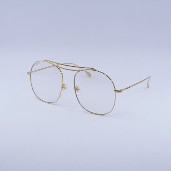 Gucci GG1479S 001 Sunglasses Yellow Gold Aviator Frame, Transparent Lenses - Picture 1 of 12